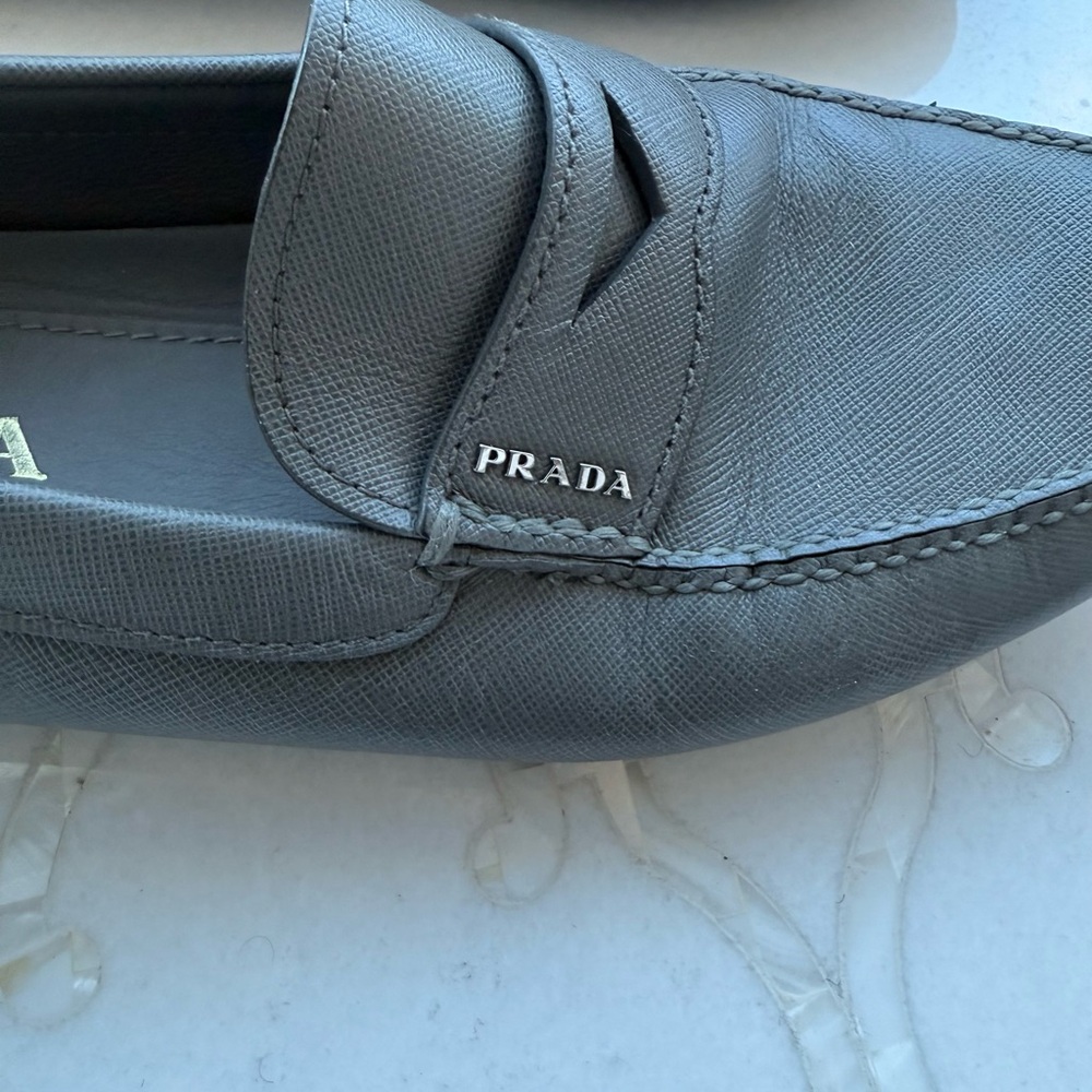 Prada Men's Slate Gray Loafers - Picture 8 of 8